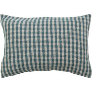 imageCreative CoOp Creative CoOp Woven Recycled Cotton Blend Lumbar Pillow Teal and White