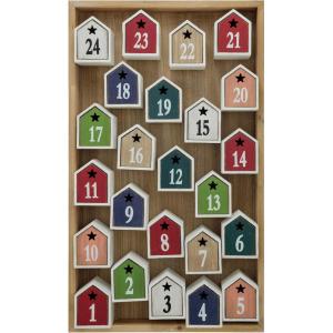 imageCreative CoOp Fir Wood Advent Calendar with 24 House Shaped Drawers Multicolor