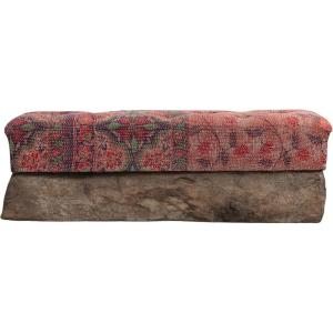imageCreative CoOp Found Wood Trough Base and Vintage Fabric Kantha Tufted Upholstered Bench Multicolor