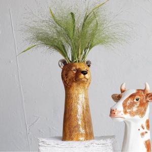 imageCreative CoOp HandPainted Decorative Stoneware Fox Vase OrangeBear