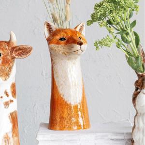 imageCreative CoOp HandPainted Decorative Stoneware Fox Vase OrangeFox
