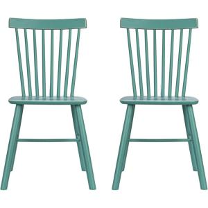 imageCreative CoOp Rubberwood Dining Chair with Slatted Back Green Set of 2