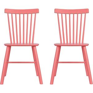 imageCreative CoOp Rubberwood Dining Chair with Slatted Back Pink Set of 2