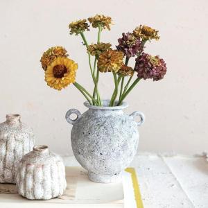 imageCreative CoOp Stoneware Vase with Handles with Distressed Reactive Glaze Grey