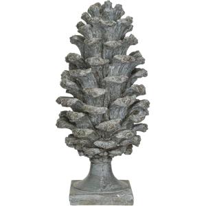 imageCreative CoOp Tall Round Resin Pinecone Finial with Base Verdigris Finish