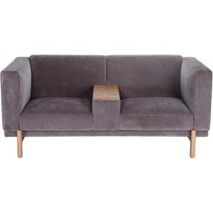 imageCreative CoOp Velvet Upholstered and Oak Wood Middle Console Storage Sofa Grey