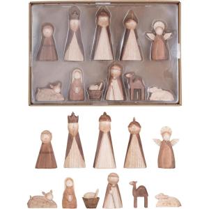 imageCreative CoOp WoodFinish Resin Nativity Set Natural Set of 11