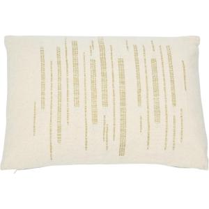imageCreative CoOp Woven Cotton Slub Lumbar Gold Metallic Thread Embroidery Pillow 24quot L x 16quot W x 2quot H Cream
