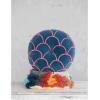 imageCreative CoOp 18 Inches Round Cotton Tufted Scallop Pattern Navy Blue and Pink Pillow std