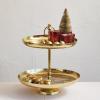 imageCreative CoOp Decorative Etched Metal and Aluminum 2Tier Tray with Branch Design Gold Finish