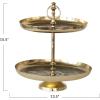 imageCreative CoOp Decorative Etched Metal and Aluminum 2Tier Tray with Branch Design Gold Finish