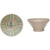 imageCreative CoOp HandPainted Terracotta Bowl with Distressed Finish Cream and Green