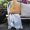 imageCreative CoOp HandWoven Reclaimed Fabric Throw with Pattern and Fringe Charcoal and Cream