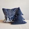 imageCreative CoOp Square Cotton Velvet Printed Foil Pillow with Winter Scene and Piping Color Navy Blue White