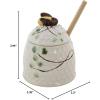 imageCreative CoOp Stoneware Honey Jar with Lid ampamp Wood Honey Dipper
