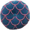 imageCreative CoOp 18 Inches Round Cotton Tufted Scallop Pattern Navy Blue and Pink Pillow std