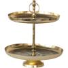 imageCreative CoOp Decorative Etched Metal and Aluminum 2Tier Tray with Branch Design Gold Finish