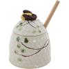 imageCreative CoOp Stoneware Honey Jar with Lid ampamp Wood Honey Dipper