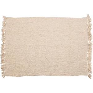 imageCreative CoOp Cotton Blend Boucl Fringe Cream Color Throw