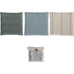 imageCreative CoOp Cotton Waffle Weave Dish Cloths with Loop Blue Olive and Cream Set of 3 in Bag Misc Textiles 11quot L x 11quot W x 0quot H Multicolor