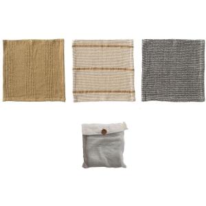 imageCreative CoOp Cotton Waffle Weave Dish Cloths with Loop Grey Mustard and Cream Set of 3 in Bag11L x 11W x 0H