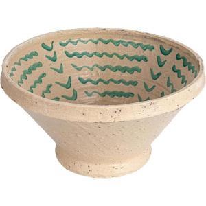 imageCreative CoOp HandPainted Terracotta Bowl with Distressed Finish Cream and Green