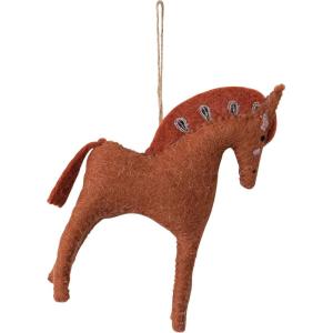 imageCreative CoOp Handmade Wool Felt Dala Horse Ornament with Embroidery Rust Color