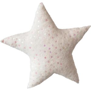imageCreative CoOp Handmade Wool Felt Star Tree Topper with Sequins Beige