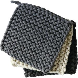 imageCreative CoOp Square Cotton Crocheted Pot Holder Set of 3 Colors