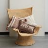 imageCreative CoOp 18 Square Cotton Slub Tufted Pillow wPumpkin ampamp Chambray Back Cream ColorBeige