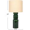 imageCreative CoOp Ceramic Table LED Lamp with Natural Linen Shade Green