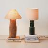 imageCreative CoOp Ceramic Table LED Lamp with Natural Linen Shade Green