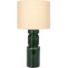 imageCreative CoOp Ceramic Table LED Lamp with Natural Linen Shade Green