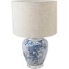 imageCreative CoOp HandPainted Ceramic Table Lamp with Acrylic Base Linen Shade and Inline Switch Blue and White