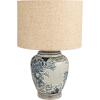 imageCreative CoOp HandPainted Ceramic Table Lamp with Acrylic Base Linen Shade and Inline Switch Blue and White