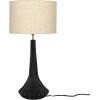 imageCreative CoOp Mango Wood Pleated Table Lamp with Linen Shade Black and Natural