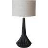 imageCreative CoOp Mango Wood Pleated Table Lamp with Linen Shade Black and Natural