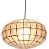 imageCreative CoOp Modern Capiz Shell Pendant Light for Kitchen and Dining Room Oblong Shape with Matte Black Finish