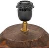 imageCreative CoOp Reclaimed Wood Table Lamp with Printed Cotton Chambray Shade Swivel Neck and Inline Switch Natural