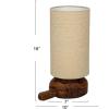 imageCreative CoOp Reclaimed Wood Table Lamp with Printed Cotton Chambray Shade Swivel Neck and Inline Switch Natural