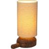 imageCreative CoOp Reclaimed Wood Table Lamp with Printed Cotton Chambray Shade Swivel Neck and Inline Switch Natural