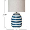 imageCreative CoOp Resin Inlaid Table Lamp wStripes ampamp Cotton Shade White Blue and Natural