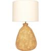 imageCreative CoOp Round Textured Stoneware Table Lamp with Natural Linen Shade Beige