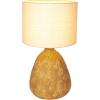 imageCreative CoOp Round Textured Stoneware Table Lamp with Natural Linen Shade Beige