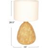 imageCreative CoOp Round Textured Stoneware Table Lamp with Natural Linen Shade Beige
