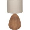 imageCreative CoOp Round Textured Stoneware Table Lamp with Natural Linen Shade Beige