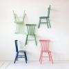 imageCreative CoOp Rubberwood Dining Chair with Slatted Back Turquoise Set of 2