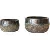 imageCreative CoOp Textured TerraCotta Planters Set of 2 Blue and Brown