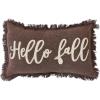 imageCreative CoOp 20 L x 12 H Stonewashed Cotton Tufted Lumbar Pillow wFringe Hello Fall Brown ampamp Cream Color