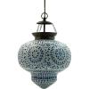 imageCreative CoOp Glass Mosaic and Metal Pendant Lamp Copper Finish White and Blue